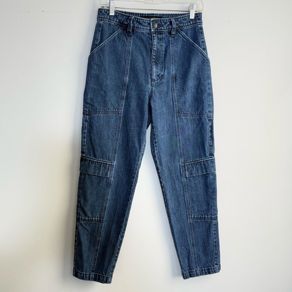 J BRAND Athena Cropped Paperbag Jeans Utility Cargo Blue Denim Pants Size 27 - Picture 5 of 15